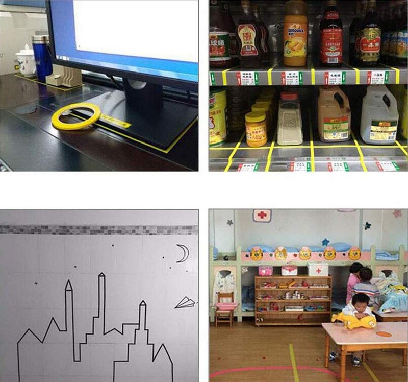 Suoirblss 6 Rolls Graphic Chart Tape Art Tape Grid Marking Tapes 72 Yard/Roll Whiteboard Gridding Tape Self-Adhesive Artist Tape Desktop Positioning Crossed Tape (Yellow, Widthï¼š3mm) - Image 3